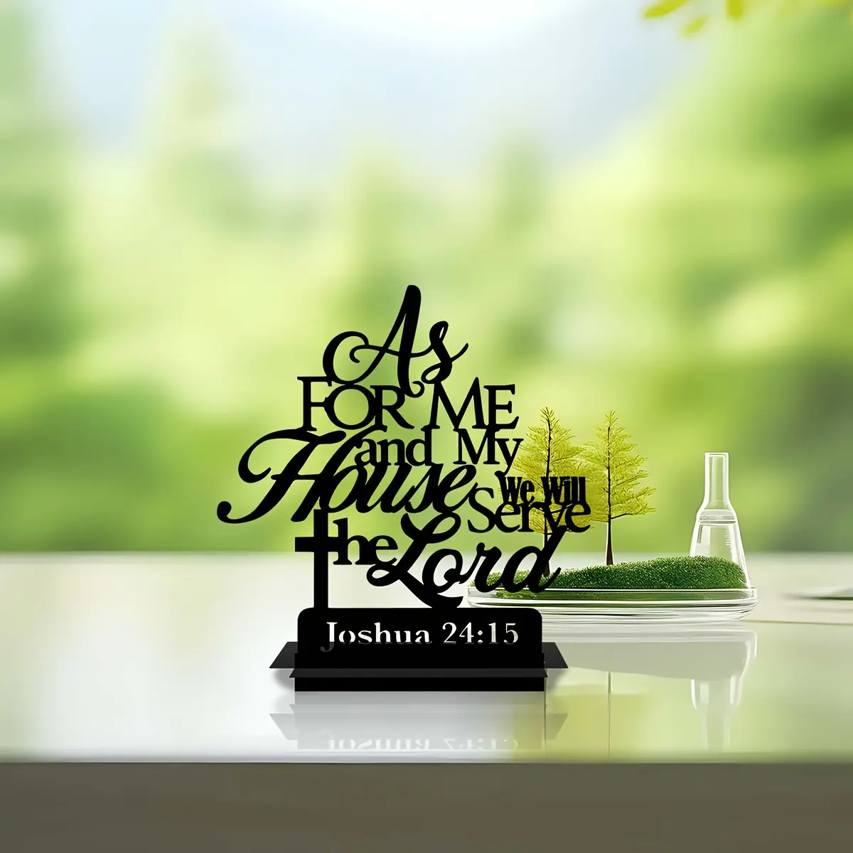 Christian Bible Verse Metal Statue, Joshua 24:15 Quote, Religious Home & Office Decor, Inspirational Art Piece, Faithful Design