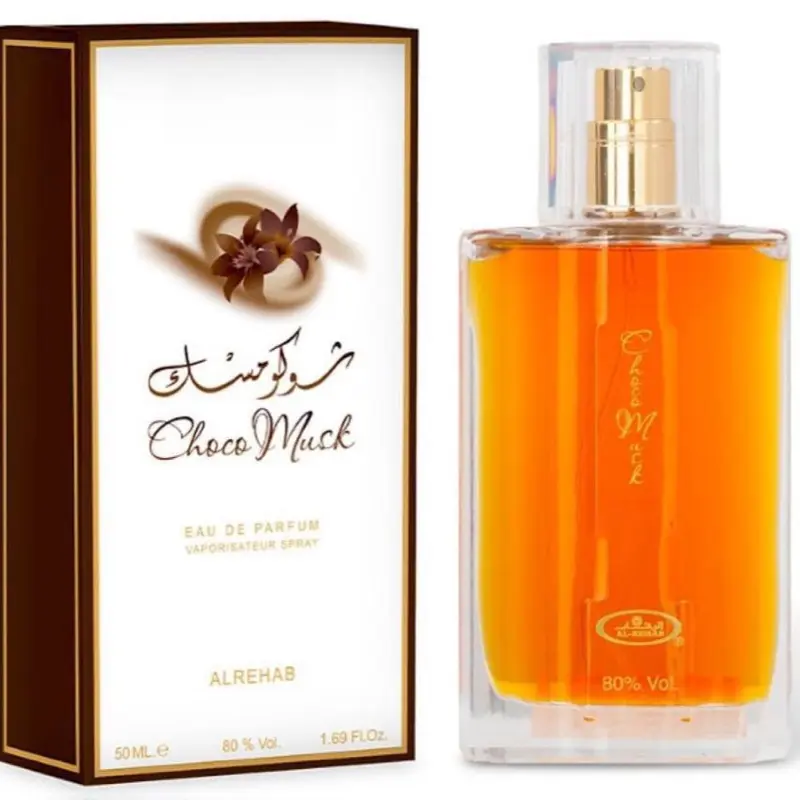 Al-Rehab Choco Musk Alcohol-Based Elegant Eau de Parfum Spray for Women (1.65 oz/50 ml) - Long Lasting Women's Perfume with White Musk, Milk Chocolate, Vanilla, Cinnamon, Rose, Sandalwood, Myrrh, Amber, Spicy Aromatic Notes, Perfumes For Women