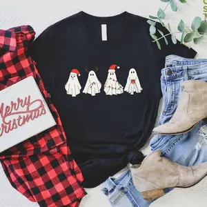 Cute Christmas Ghost Shirt, Ghost Santa Holiday Tee, Festive Party Gift 86A