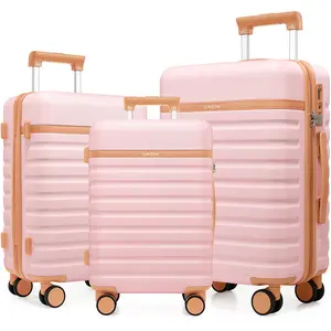 UKEIN 3-Piece Luggage Set – 20/24/28” PC Hardshell Suitcases with Spinner Wheels and TSA Lock, Carry-On and Checked Luggage for Men & Women Travel Lightweight Bag