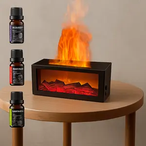 Upgraded 300ml Fireplace Flame Diffuser | 7-Color Large Flame Humidifier, Remote Timer & Auto Off - Aromatherapy for Yoga Room/Bedroom/Office/Home