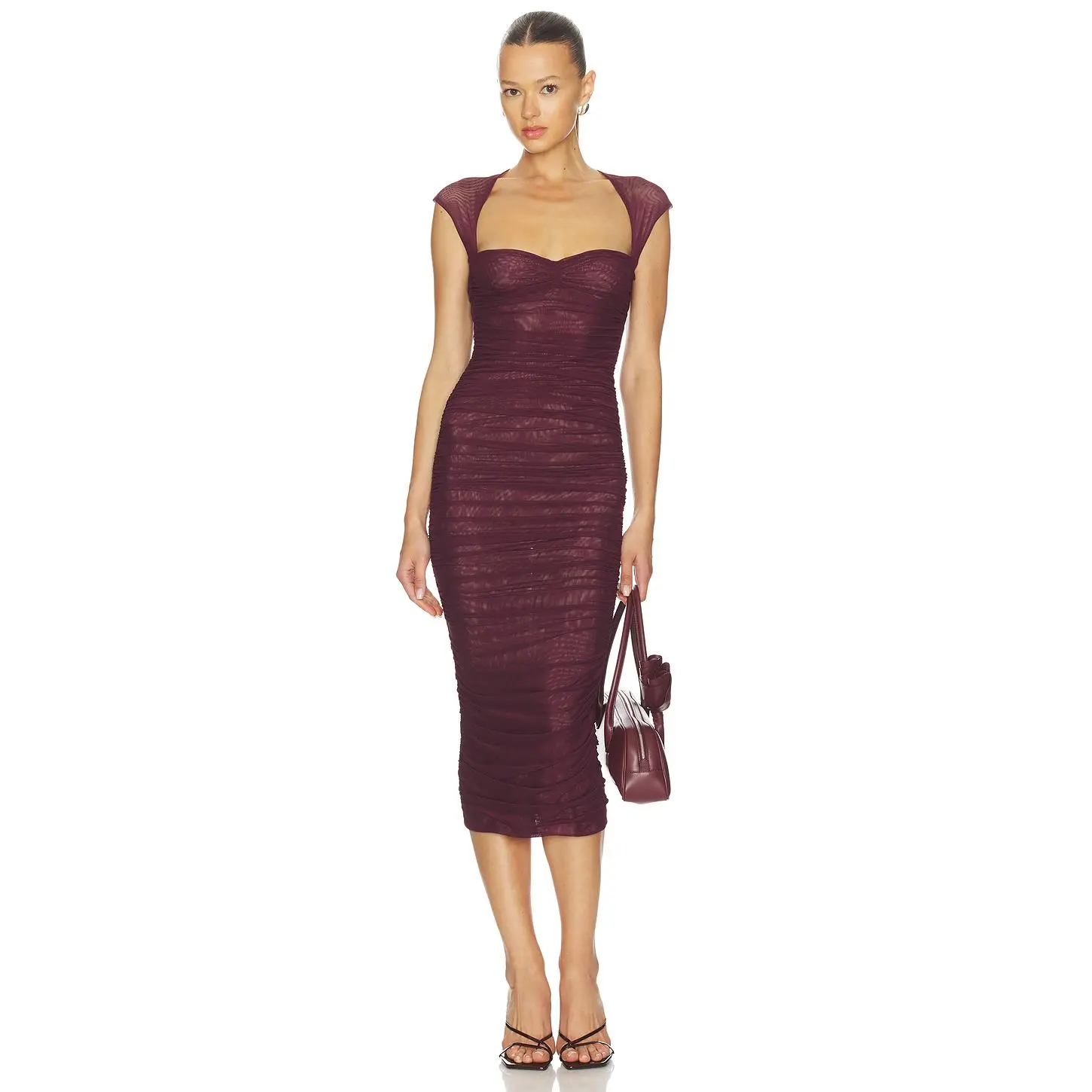 SEROYA Kylie Midi Dress in Merlot