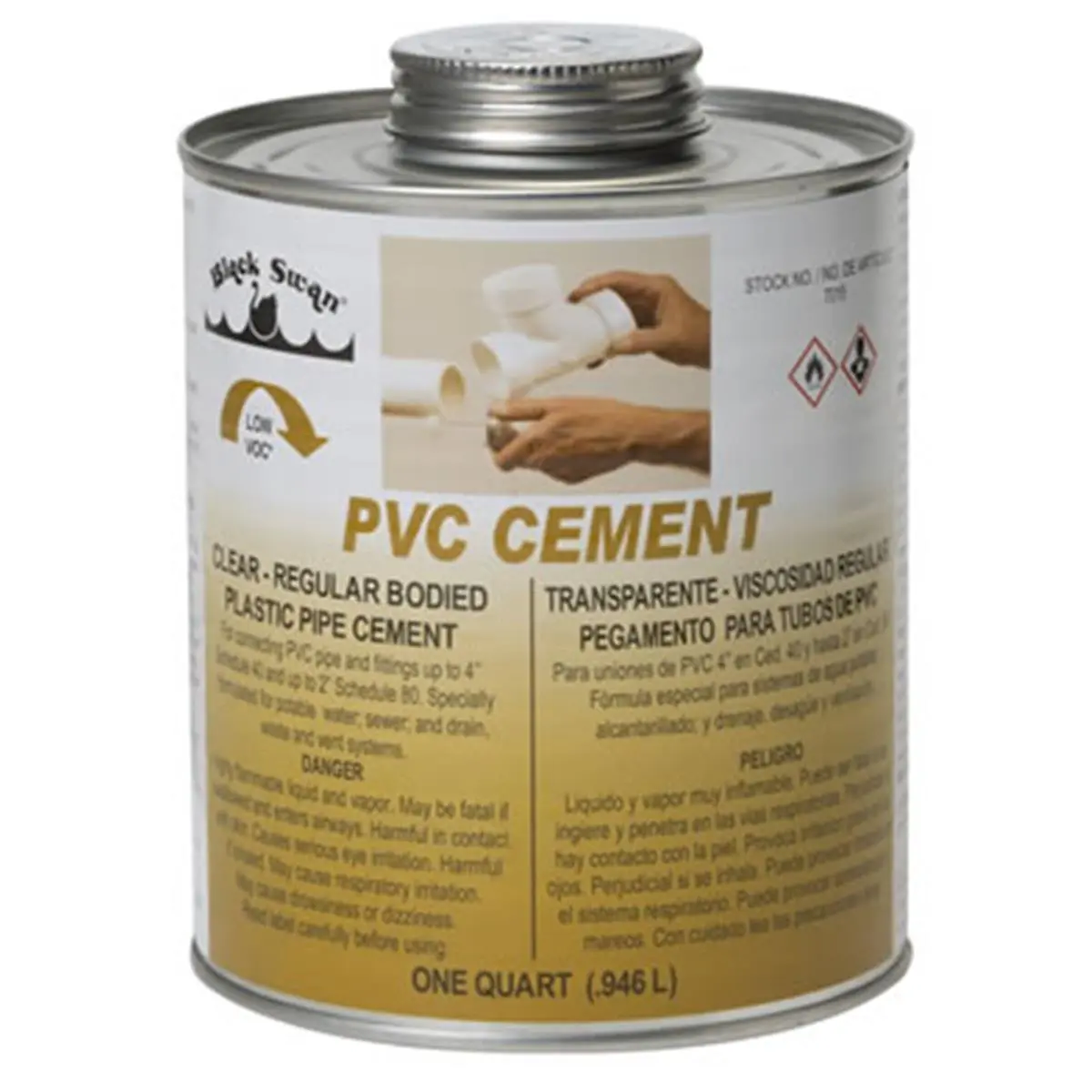 Black Swan Regular Bodied PVC Cement - 0.5 pt Fast-Setting High-Strength Solvent for Plumbing, Boating Water Sports, Joining Up to 4" Diameter PVC Pipe and Fittings of All Classes and Schedules