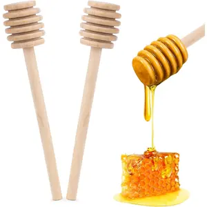 2 count Wooden Honey Mixing Stirrer, 8 Inch Honey Dipper Sticks Long Handle Honeycomb Stick for Collecting Dispensing Drizzling Jam, Wedding Gifts & Party Favors