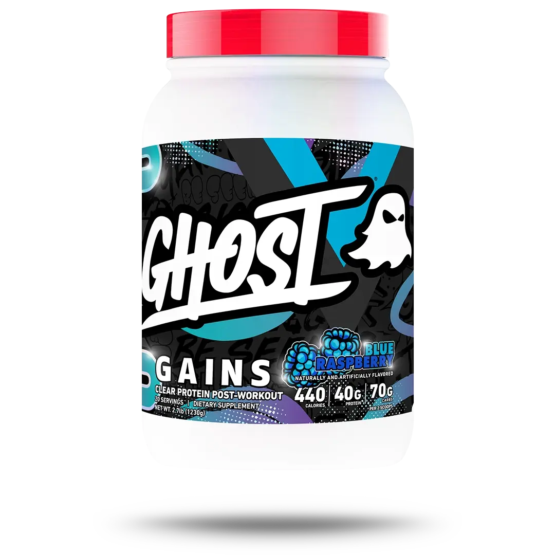 GHOST CLEAR GAINS | Zero Fat, 70G Carbs, 40G Whey Protein Isolate | Blue Raspberry, Orange Cream, Strawberry Watermelon