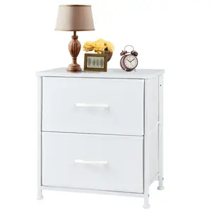 2-Drawer Fabric Nightstand - Multi-Functional Dresser, End Table, Bedside Table for Bedroom, Living Room