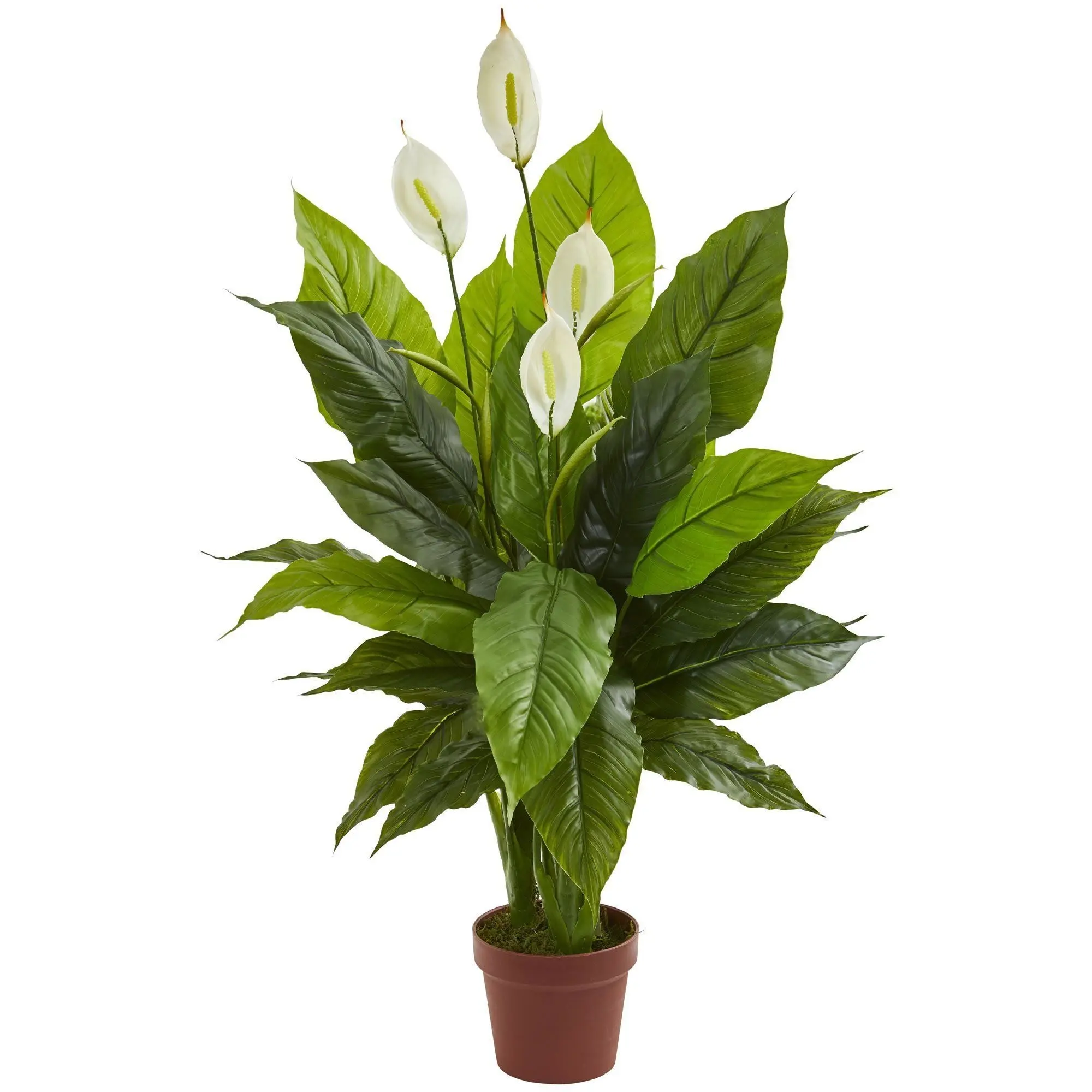 42” Synthetic Real-Touch Spathiphyllum Artificial Plant, Indoor Plant for Living Room Decorations, Botanical Aesthetic Home Decor & Flower Design