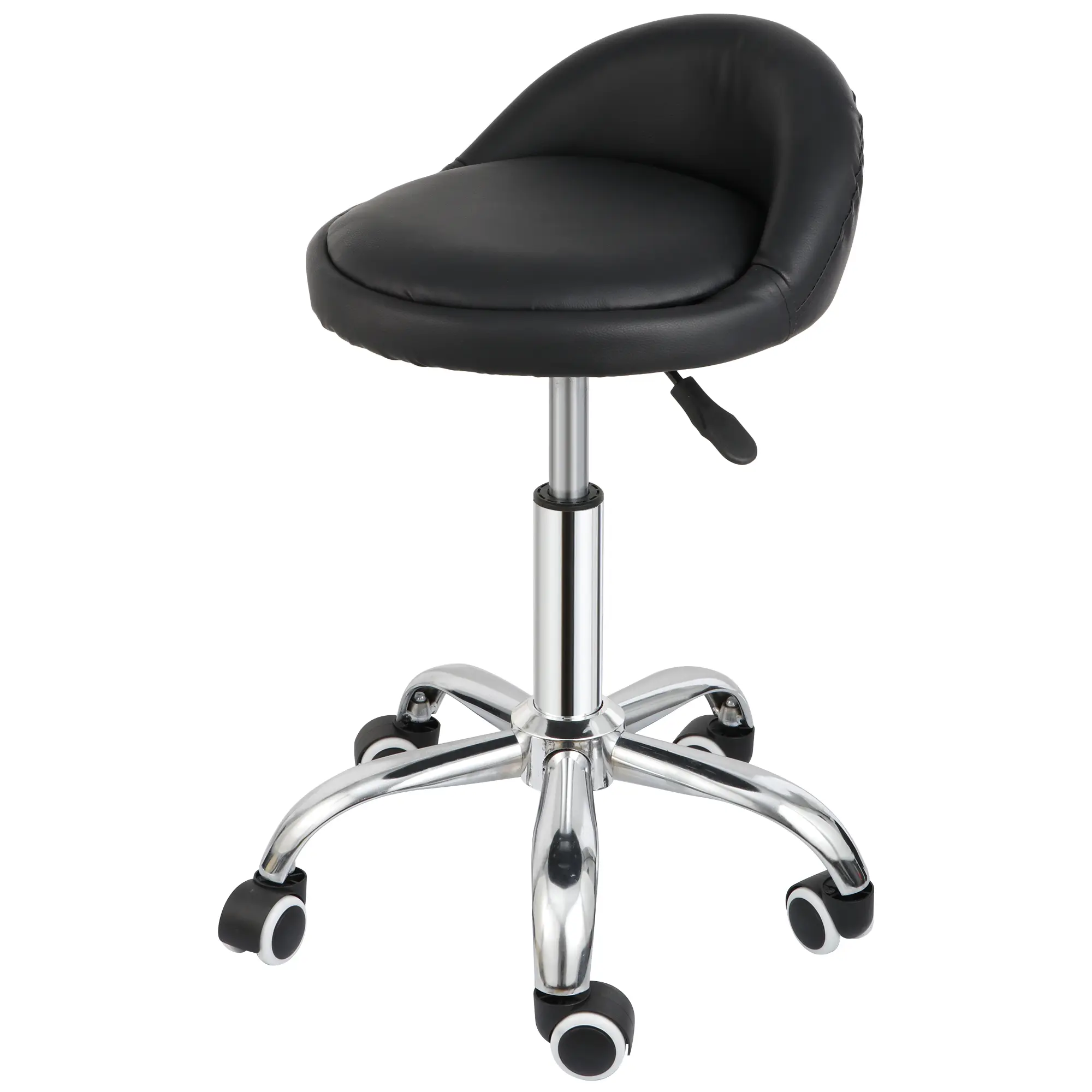 ZENY 330lbs Sturdy Adjustable Hydraulic Lift Stool - PU Leather Swivel Portable Chair with Rolling Wheels, Ergonomic Easy-Setup Adjustable Height Seat for Massage Spa, Home Office (Black)