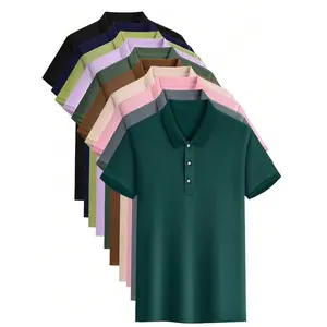 Summer Lightweight Business Casual Short Sleeve Solid Color Men's Undershirt Contrast Button T-Shirt in Multiple Colors Olive Green Regular Fit for Sports and Business Use Moisture Scent Block Striped Polo Shirts Big and Tall Moisture Wicking Polo Quick