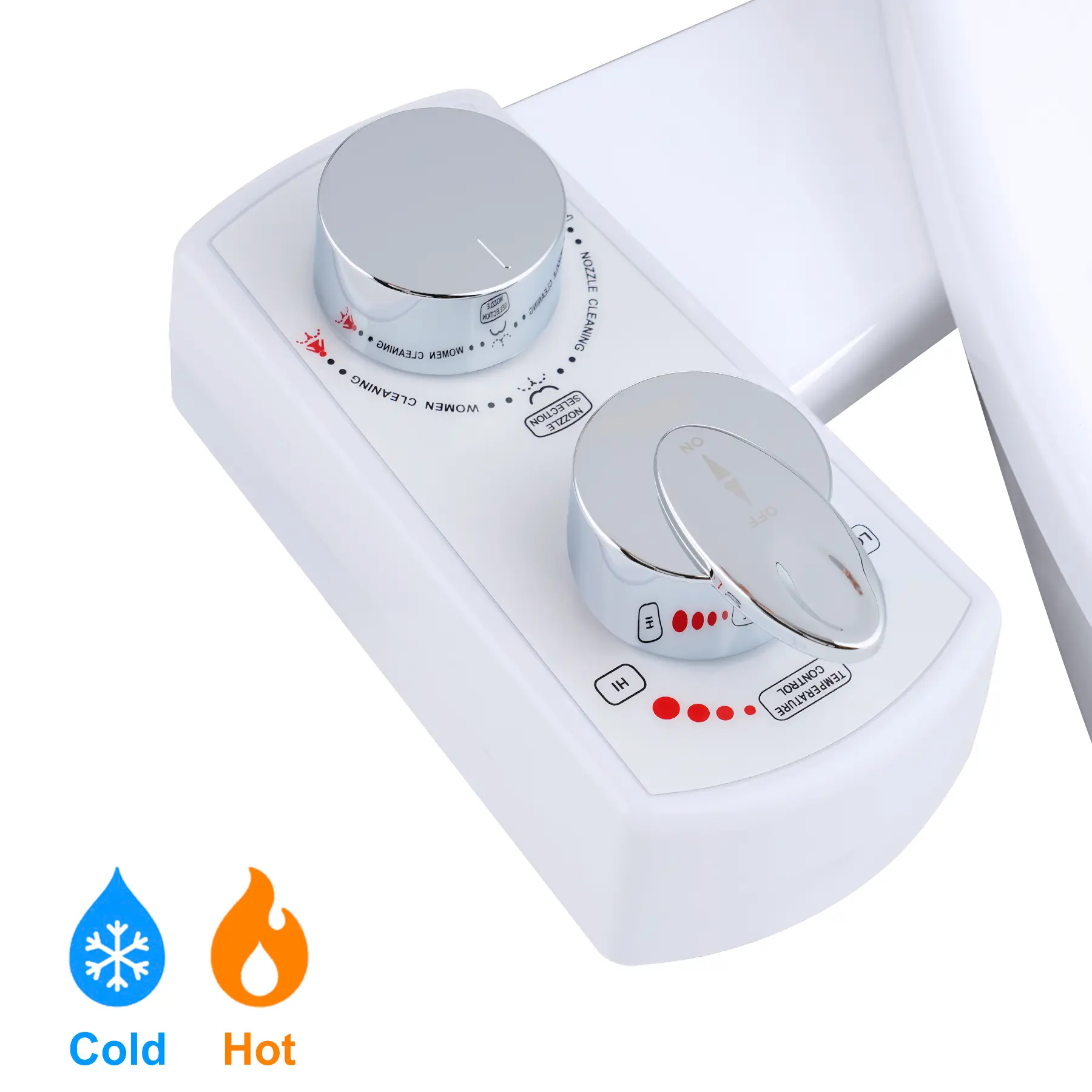 Hibbent Bidet Attachment for Toilet, Hot and Cold Water Spray Non-Electric Dual Nozzle for Frontal & Rear Wash, Adjustable Water Pressure Control, Self Cleaning Water Sprayer, White