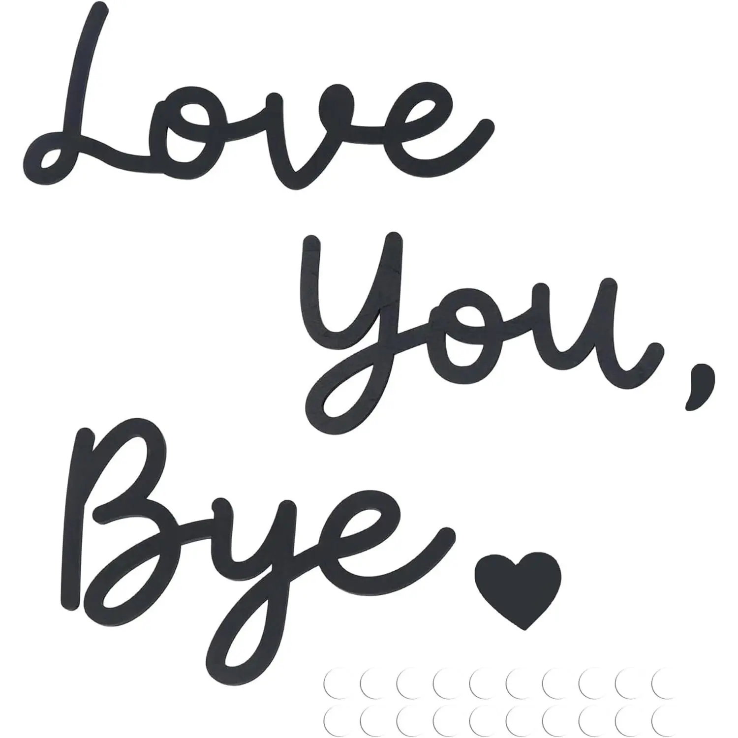 "Love You Bye" Romantic Synthetic Wooden Door Hanging Sign - Adhesive Home Decor Products, Wall & Window Decoration for Valentine’s Day (Black, Large Size), Decorative