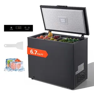 Fathersdaygift 6.7 Cu. ft Compact Deep Chest Home Refrigerator Freezer - Free-Standing Top-Open Kitchen Appliance, 2 Removable Baskets, Adjustable Thermostat, Energy Efficient, Low Noise, Garage Ready, Black Food Storage Solutiondealsforyoudays