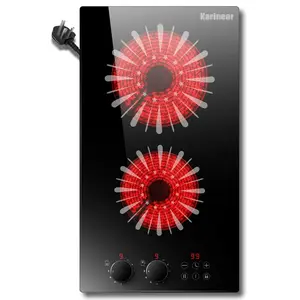 Karinear Portable Double Electric Stove - Knob & Sensor Touch Control, 9-Level High Power Output, Child Safety Lock, Household Kitchen Appliance Induction Hob