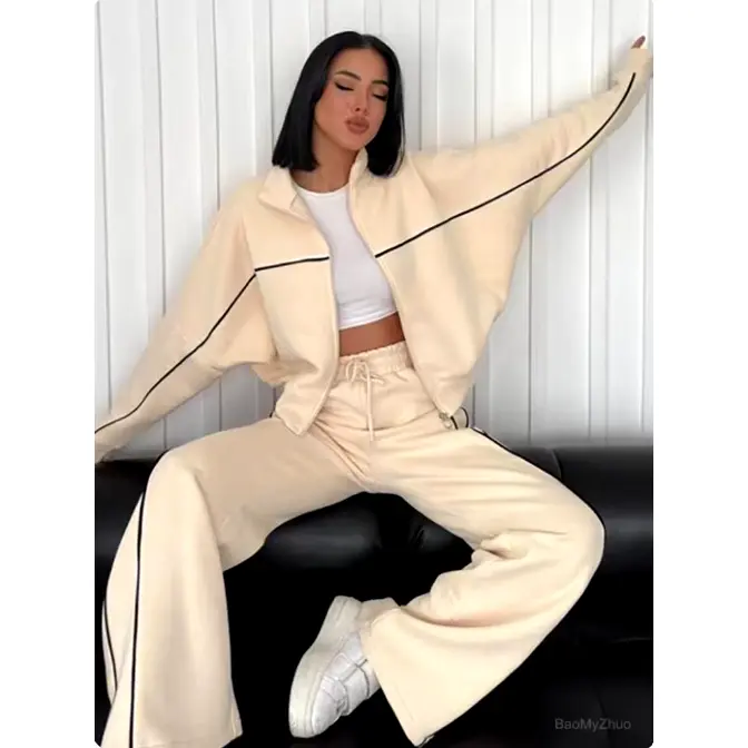 Women's Long Sleeve Half-Turtleneck Cardigan & Trousers Set Womenswear Casual