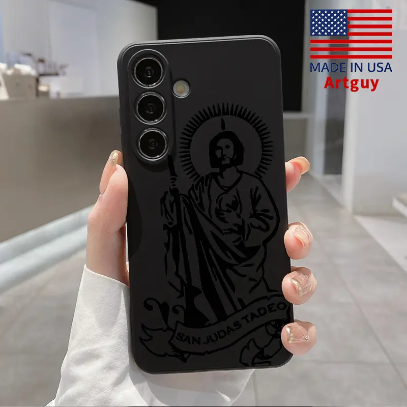 Jesus Pattern Soft Straight-Edge Smartphone Casing, Shockproof Drop-Protection Rugged Durable Silicone Cover for Samsung S22-S25 Ultra Plus Handheld Cellphone Devices