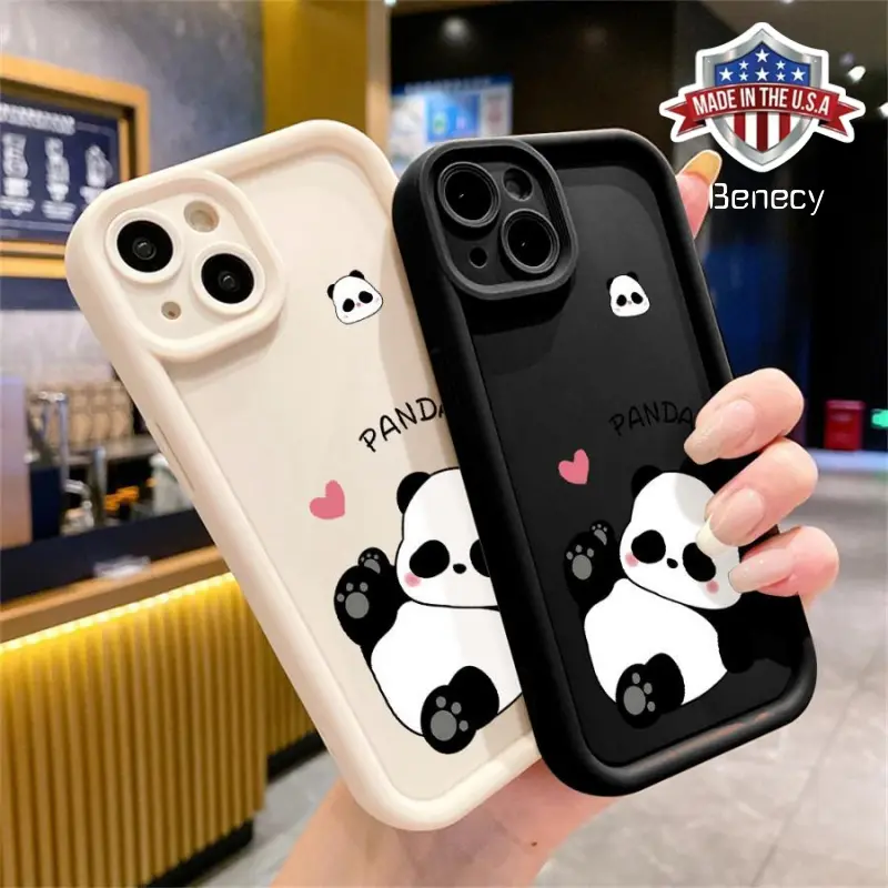 Cute Panda Mobile Phone Case Accessories, Soft Protective Cover Shell with Funny Stickers for iPhone 11,12,13,14,14 Pro Max,15,15 Plus,16,16 Pro - All-Weather Protection
