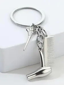 Hairdresser Scissors & Comb Design Keychain, Hair Stylist Keychain, Beauty Industry Keychain, Creative Metal Keychain for Men & Women for Daily Clothing Decor, Trendy All-match & Exquisite Keychain for Birthday Gift, Easy to Carry