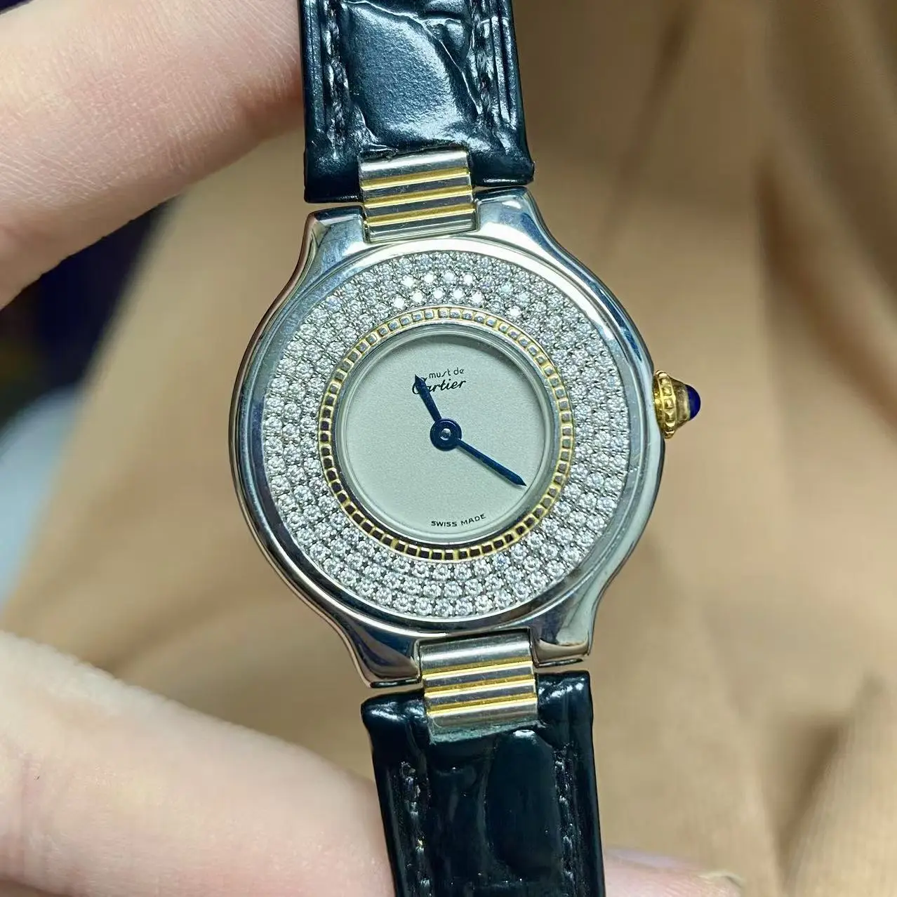Cartier Must 21 Vintage 28mm Quartz - White Dial,  Two-Tone & Custom Diamond-Set Caseback Ladies Watch 22385270