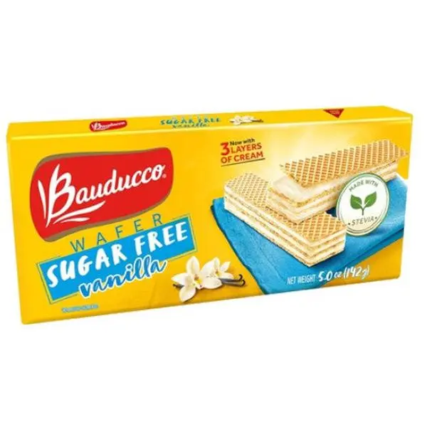 Bauducco Sugar-Free Vanilla Wafer - Low-Sugar Cookie Snack, 5 oz Room-Temperature Storage-Friendly Pastry Treat