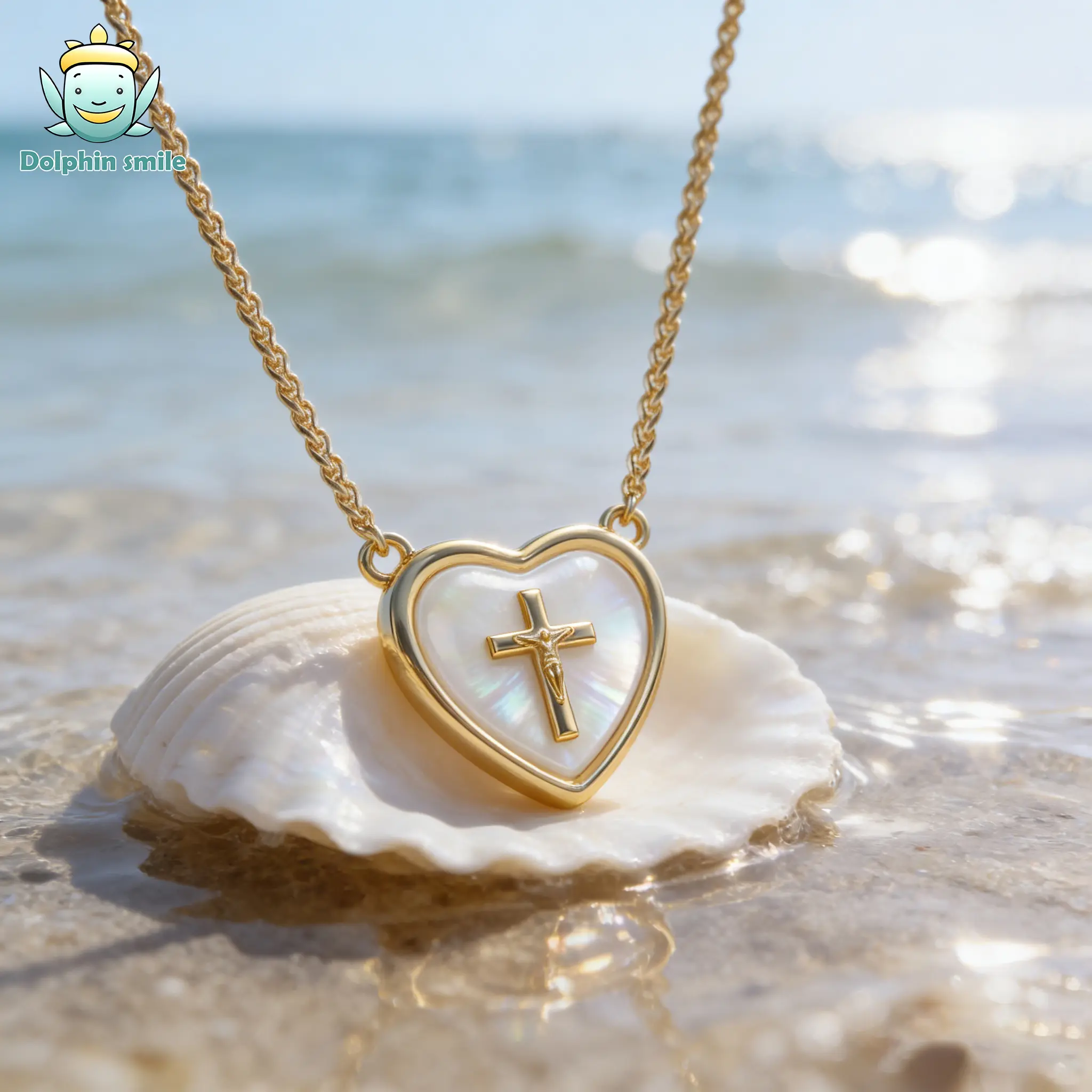 Virgin Mary pearl Necklace Jesus Crucifix Necklace I Dainty cross pearl necklace shell necklace Anchor Cuban Link Pendant stack Pearl And Gold Necklace