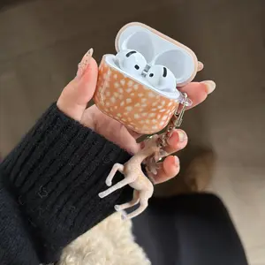 Cute Plum Deer Pattern Earphone Case for Apple AirPods Pro 3/2/4/3/2, Fashionable Women's Earphone Cover, Simple Design, Stylish Earphone Shell