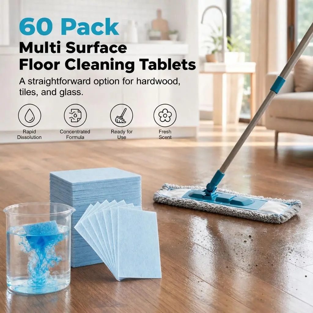 M2026 Multi-Effect Floor Clean Tablets for Mopping, 60Pcs Fresh Scent Cleaner Sheets for , , Wall & Floor , Glass, Kitchen & Bathroom