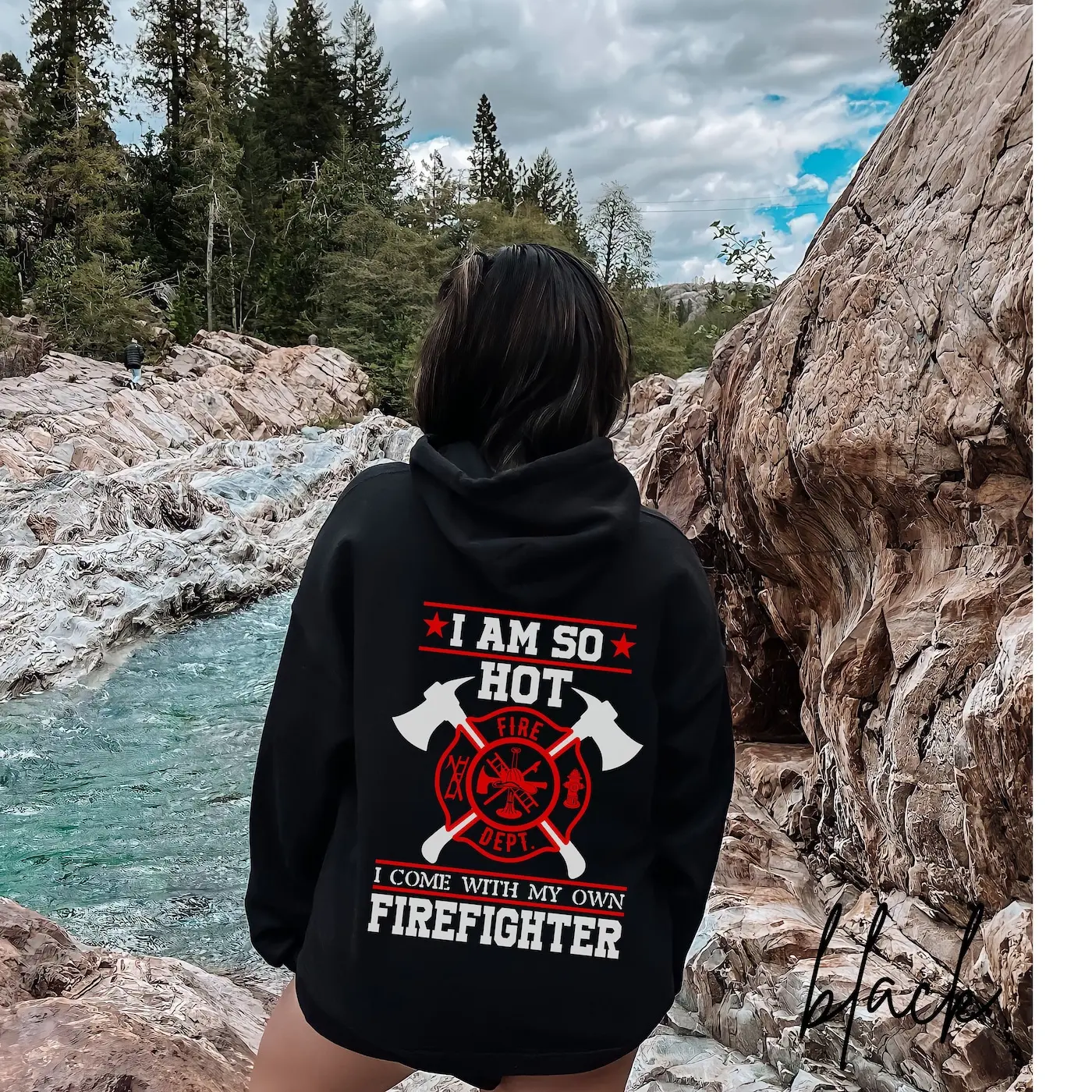 Firefighter Wife Tshirt 2 Sided, Walk The Line Hoodie, Fire Flag, Fireman Girlfriend, Fashion For All Genders, All-weather Gear, Classic Cotton