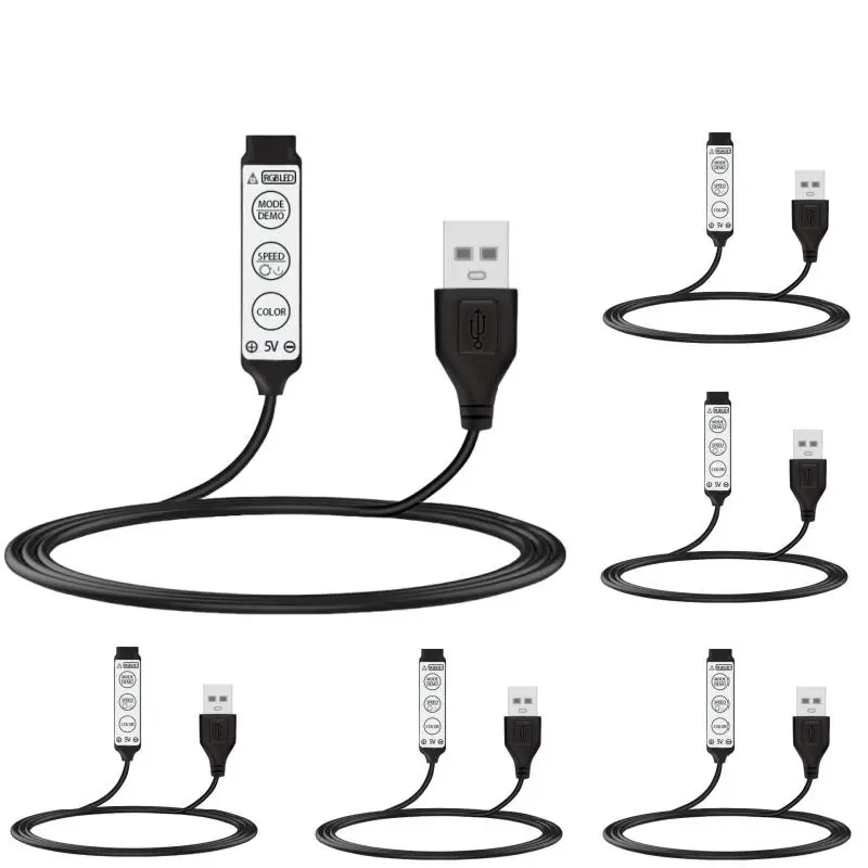 6-piece USB 3-button LED light strip controller, suitable for 5V RGB light strips, can be used with a simple light mode switch, Lighting Modes Adjustable, ideal for home decoration and environmental lighting, Lighting Accessories (Excluding LED strip)