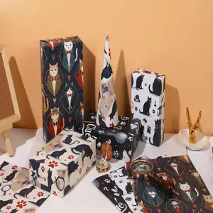 12pcs Gift Box Wrapping Papers Set Handmade Materials for Christmas & Birthday Parties with Animal Elements Holiday Gift Decorations Unisex Festive Occasions