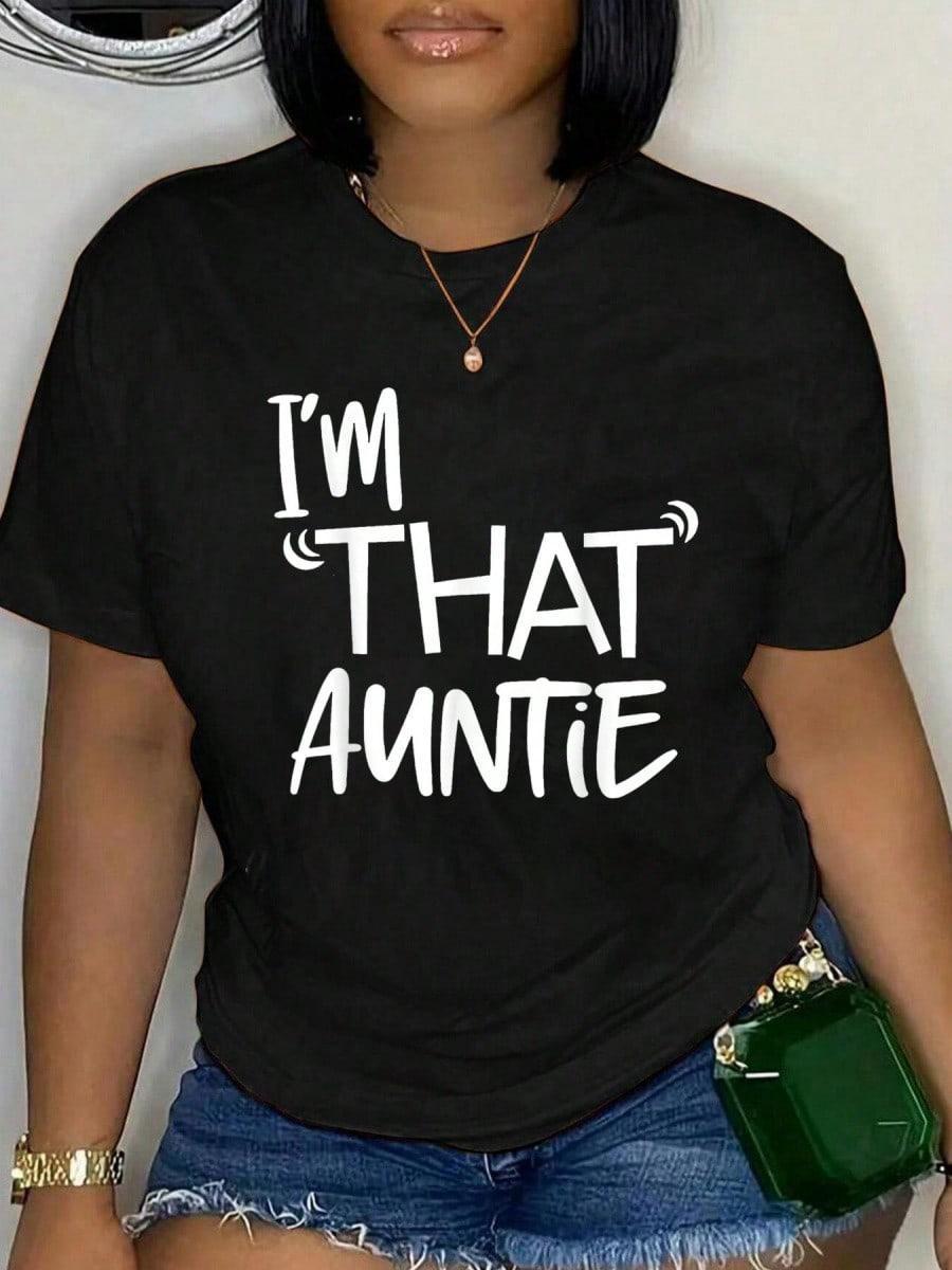 100%25 Cotton I'm That Auntie Funny Best Aunt Tee T-Shirt Women's Summer Plus Size Classic Soft Crew Neck Tee Tops SpringStatementsoversized gym shirts