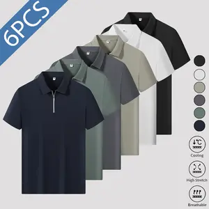 Men's 6PCS Zip-Up Polo Tops |   Cooling Stretch Fabric |   Versatile for Business, Casual & Travel