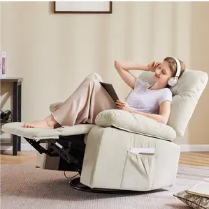 Swivel Rocker Recliner Chair with Massage and Heat, 270° Swivel with Chenille Fabric, Footrest and Adjustable Recline 90°–150° for Living Room or Bedroom