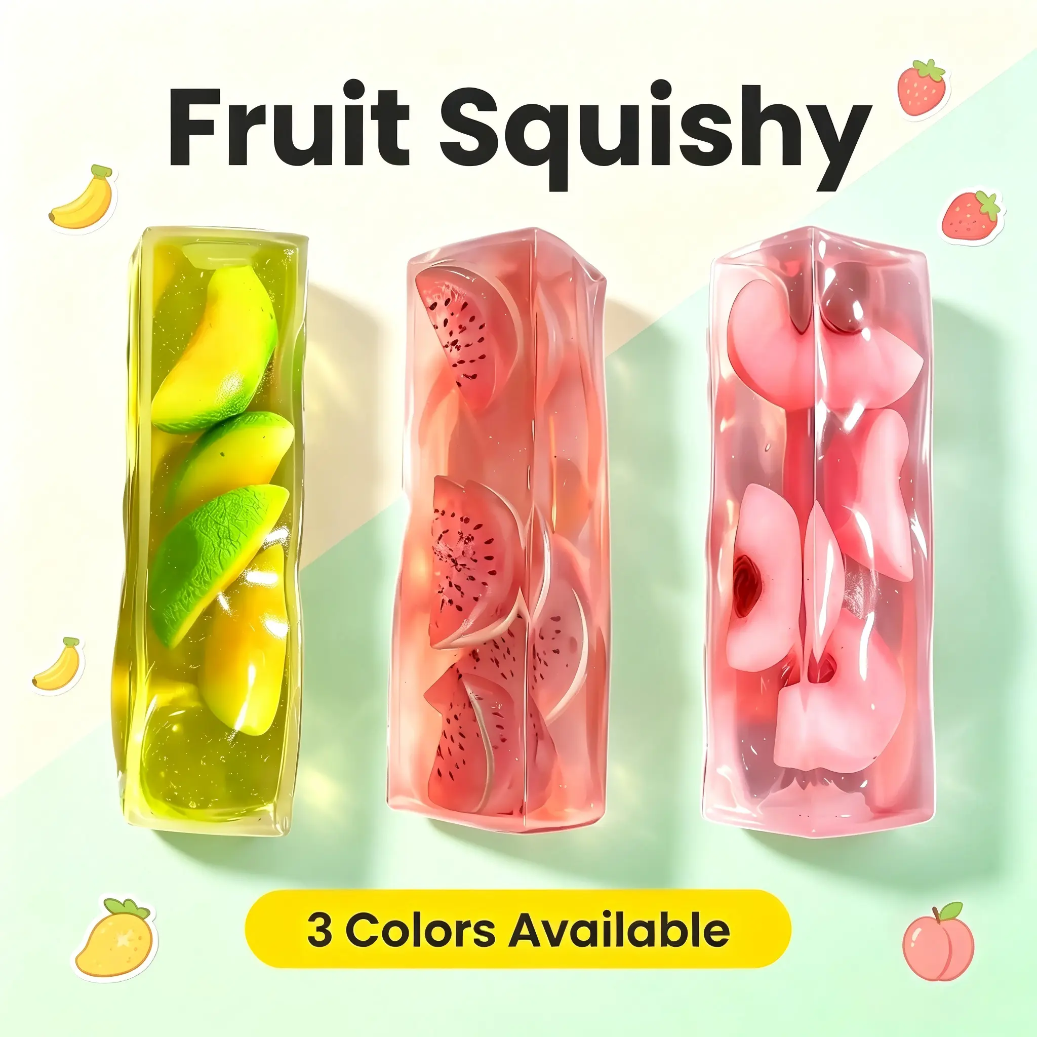 Viral TikTok Fruit Jelly Stick Squishy Stress Ball - ASMR Sound Decompression Fidget Toy, Satisfying Squeeze Noise, Reshapable Unisex Anxiety Relief Gift (Toys & Hobbies Stress Relief Novelty Item)