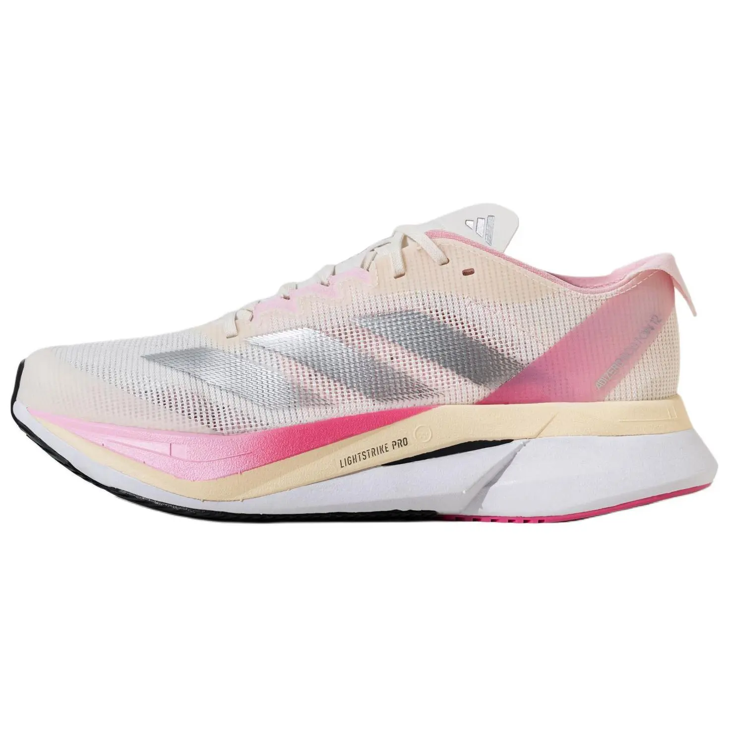 Adidas Adizero Boston 12 Chalk White Clear Pink' Versatile Cushioned Breathable Low Top Running Shoes Unisex JQ8673