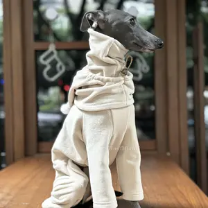 Pet Dog Four-Legged Suit with Hat Two-Piece Set, Soft and Comfortable Double-Sided Fleece Suit for Italian Greyhound and Whippet Autumn Winter Warmth Pet Outfit, Dog Clothes
