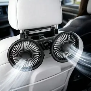 portable car seat cooler for rear seat passengers,Adjustable car fan, Usb car fan, extended bracket, 360 ° rotation, left and right adjustment, three speed, equipped with 3600mAh batteries, folding fan, suitable for most cars, car accessories, SUV