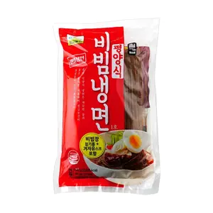 CHILKAB Korean Bibim Naengmyeon Cold Noodles 4 Servings 26.4oz - Buckwheat with Gochujang Spicy Sauce, Summer Essential