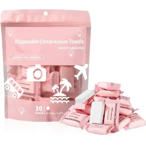 30pcs/set Portable Lightweight Disposable Compressed Towel, Absorbent Breathable Towel, Facial Cleansing Towelettes for Travel, Camping, Hiking, Sport, Beauty Salon, Home, Single Use Towelette, Travel Towels