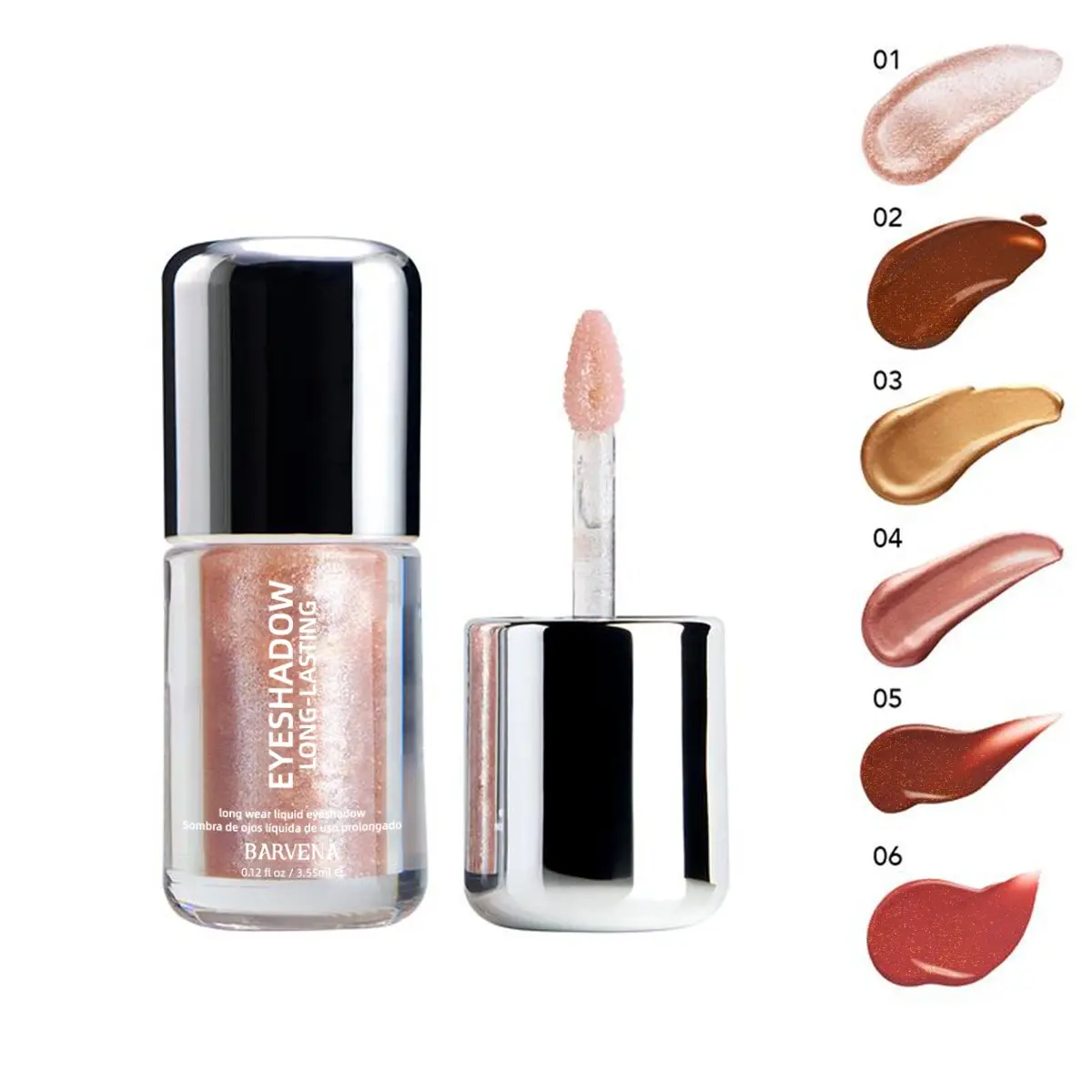 Barvena Long-Lasting Liquid Eyeshadow & Highlighter, Multi-Purpose Shimmer Glitter Makeup for Eyes and Face, 3.55ML, Dewy Finish, Formaldehyde-Free