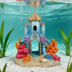 Imitation European Retro Castle Aquarium Decoration, Hiding Spot for Small Fish & Shrimp, Fairy Tale Romantic Underwater World Landscaping for Fish Tank