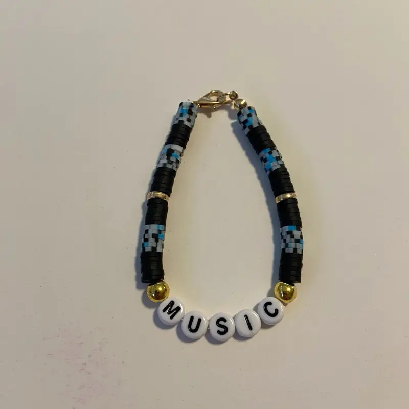 Music Clay Bracelet with Gold Clasp