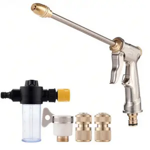 Explorinox High Pressure Household Car Wash Nozzle with One-Click Multi Spray Modes Direct Fan Nozzle All-Copper Leak-Proof Joints Foam Pot for Car Washing and Yard Cleaning