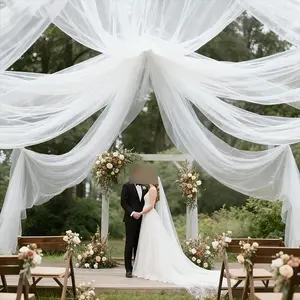 33ft Ivory Transparent Mesh Fabric, Long Draping Design, Ideal for Wedding Arches, Ceiling Decor, Engagement Backdrop, Party Tent, Stage, Chair Decor