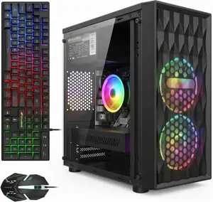 STGAubron Gaming PC Computer Desktop, Radeon RX 560 4G, Intel Core I7 8th up to 4.1GHz, 16G DDR4, 512G SSD, WiFi 6 & BT 5.2, RGB Fan x2, Windows 11 Home