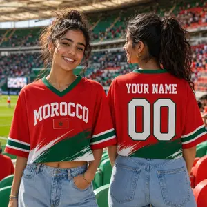 Custom Morocco Soccer Croptop Shirt, Personalized Football Jersey With Name Number, Women Fan Crop Top, Morocco Match Day Tee