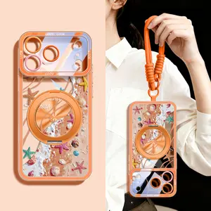 Summer Sea Breeze Shell, Colorful Starfish Style Design Suitable for IP17 Phone Case New IP14 Pro Max Case 16 Pro Magnetic Stand Lanyard