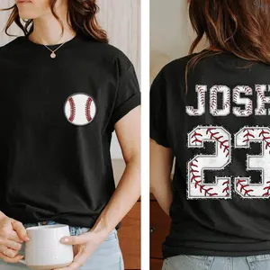 Custom Baseball Name & Number TShirt Double Sided Game Day Tee