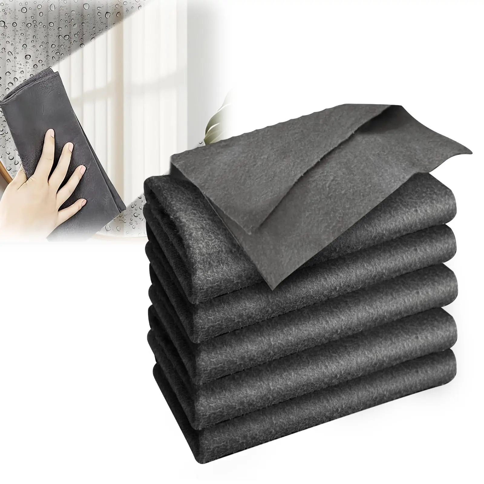 10 PCS Magic Cleaning Cloths Streak Free Lint Free Absorbent Glass and Mirror Wipes for Windows Shower Doors Car Glass, Gray