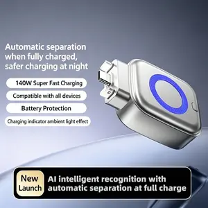 Smart Auto-Stop Charging Adapter, 140w USB-C Automatic Disconnect Charger, Full Charge Pop-Up Device, Safe Nightly Charging, Compatible with Phones Tablets, Smartphone