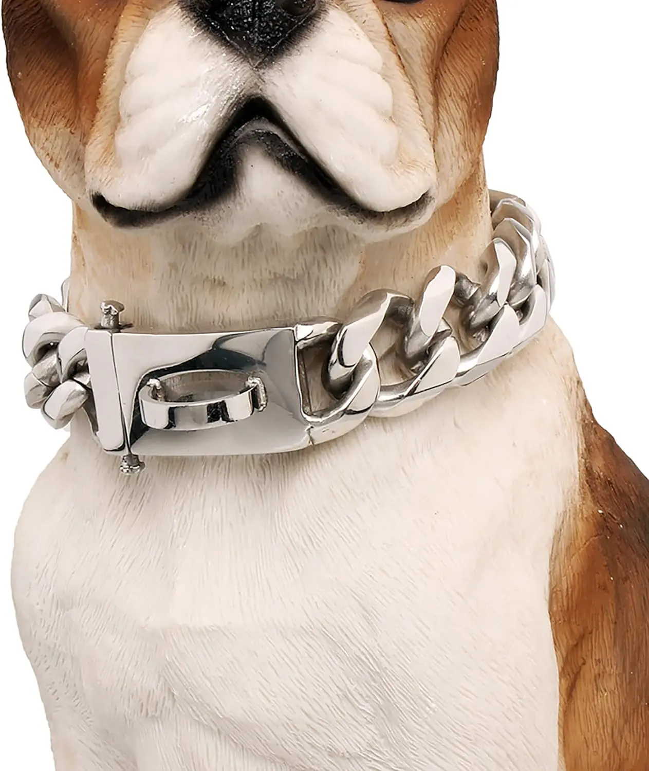 19mm Steel Cuban Chain Dog Collar with Secure Snap Buckle